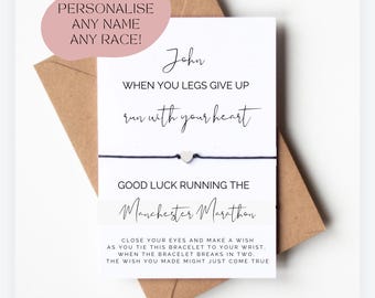 Personalised Marathon Wish Bracelet: Running Gift.