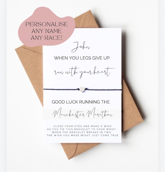 Personalised Marathon Wish Bracelet: Running Gift.