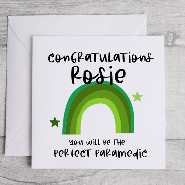 Personalised paramedic card / qualified paramedic card /  congratulations paramedic card