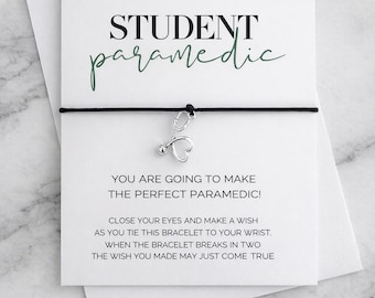 Student Paramedic Wish Bracelet, Stethoscope Charm, Thank You Gift