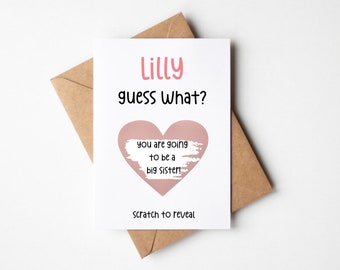 Big sister reveal card  / big sister scratch reveal / scratch reveal card / big sister scratch card / pregnancy announcement