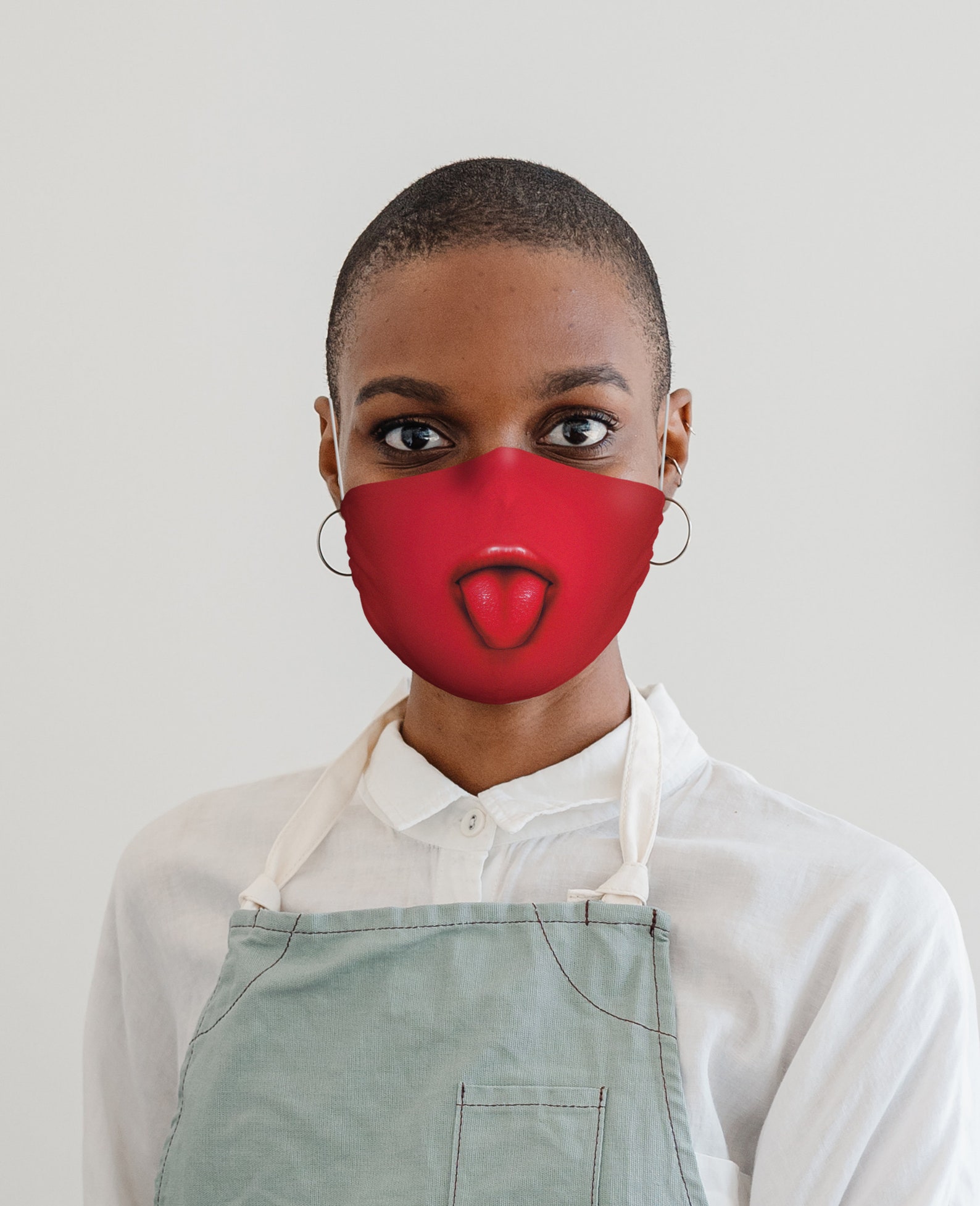 Red Latex Mouth Face Mask/ Daily Use/ With Filter Pocket/ Etsy
