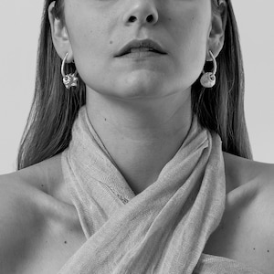Iara Recycled Silver Mismatched Hoop Earrings | Greek Handmade Silver Jewellery 925 | Greek silver earrings | Made in Greece gift