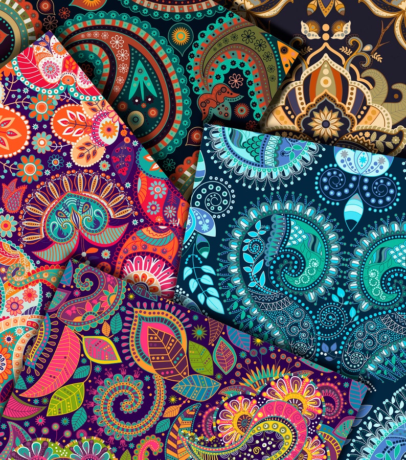 Colorful Paisley Digital Paper Paisley Scrapbook Paper | Etsy