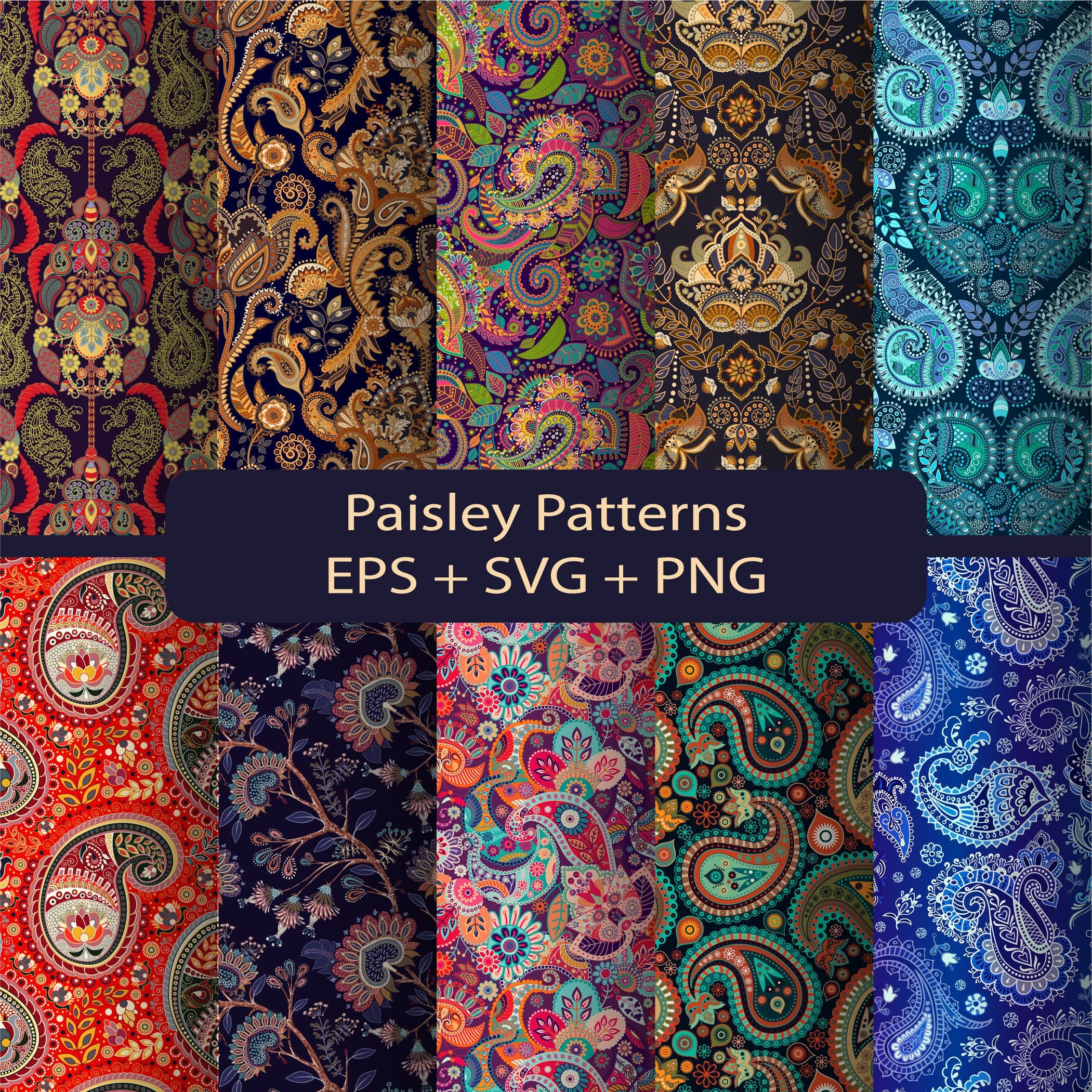 Colorful Paisley Digital Paper Paisley Scrapbook Paper | Etsy