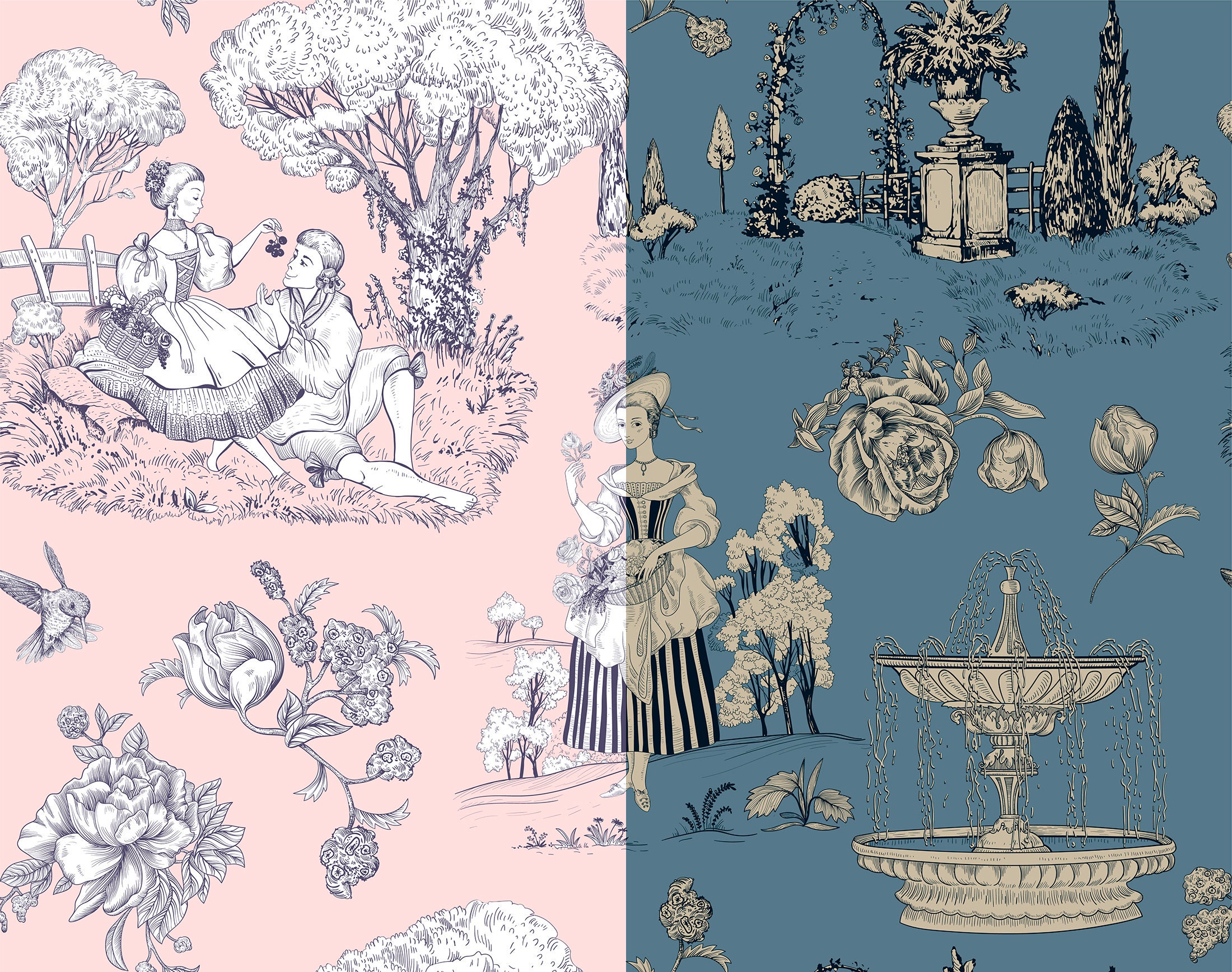 10 JPG Toile De Jouy Patterns Elements PNG Etsy UK