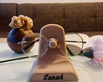 Support à lunettes personnalisé avec nom, support à lunettes fabriqué individuellement en filament de bois, support à lunettes