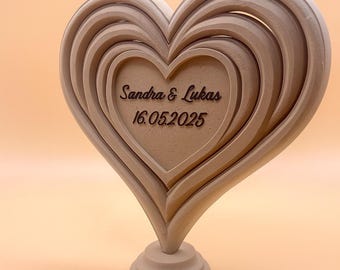 Coeur décoratif personnalisé à exposer, coeur en bois avec nom