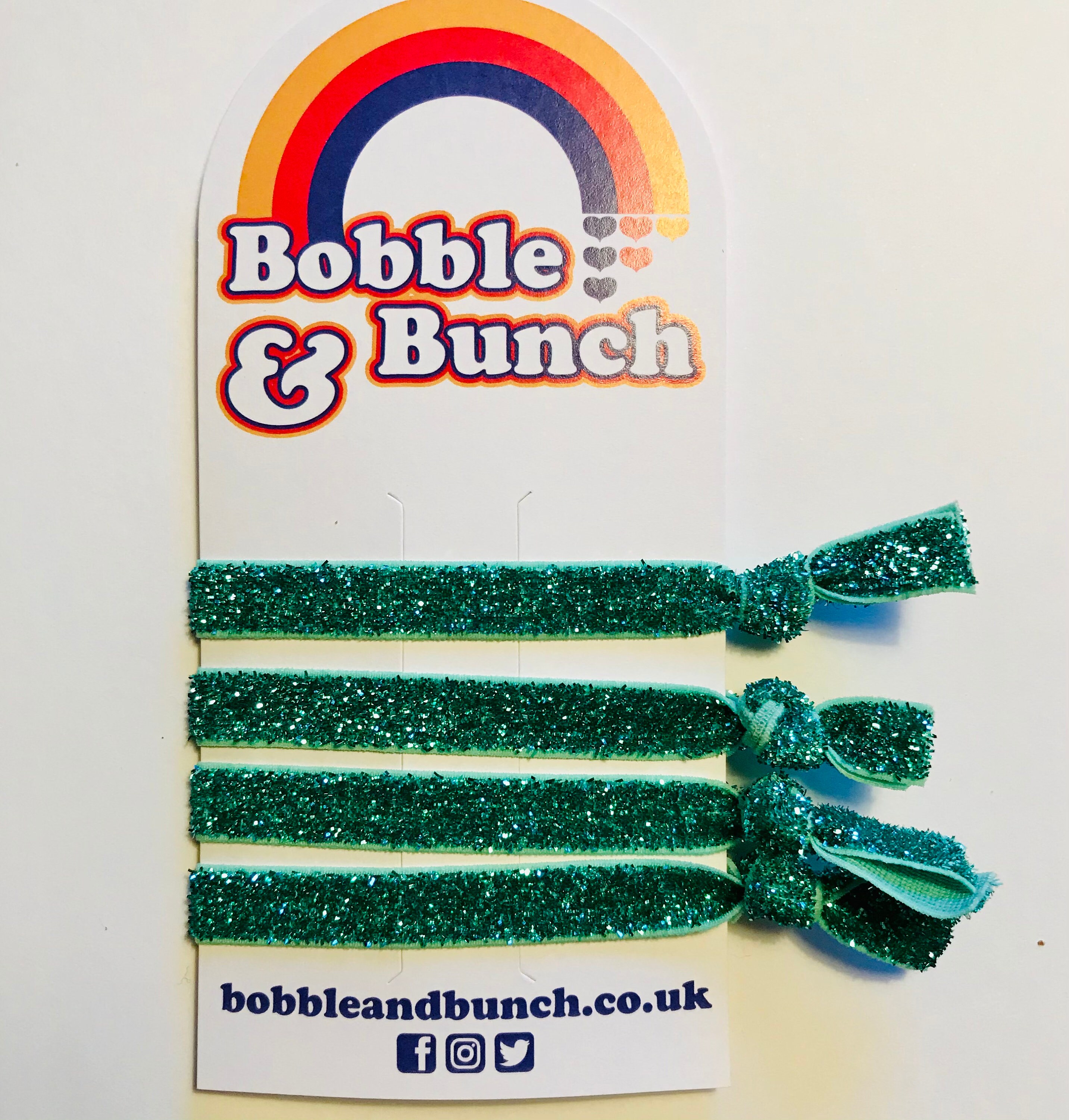 Teal Green Blue Glitter Hair Elastics Etsy