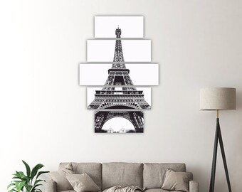 Eiffel Tower Paris Wall Art Canvas, Black and White Paris France Canvas Print, Eiffel Tower Wall Décor, ready to hang Vertical Wall print