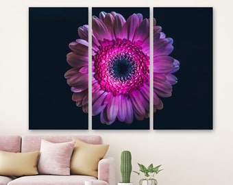 Gerbera Daisy Wall Art Pink Gerbera Canvas Print, One Flower Wall Decor