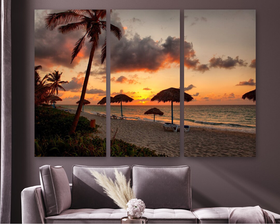 Tropical Beach Wall Art Canvas Beach in Cuba on Sunset Print - Etsy
