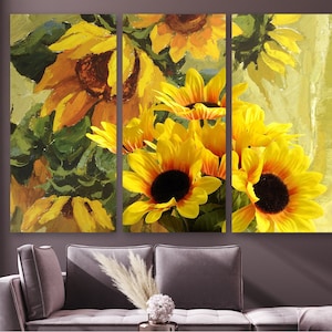 Abstract Sunflowers Canvas Print: Modern Wall Decor, Ready to Hang