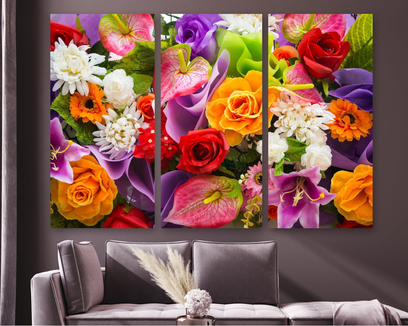 Floral Wall Art Flowers Canvas Art Colorful Wall Decor Framed Etsy UK