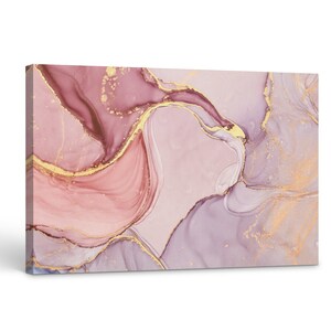 Marble Wall Art Pink and Gold Glitter Marble Wall Art Large Canvas ...