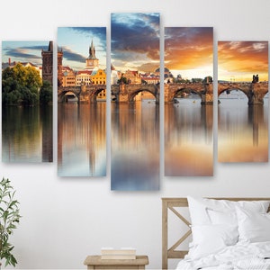 Charles Bridge Prague Canvas Wall Art, Chez Republic Artwork Prague Canvas print, Bridge in Praque Print