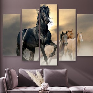 Horses Galopping Canvas Wall Art, Horses Printed on Canvas Wall Décor, Framed Canvas and ready to hang