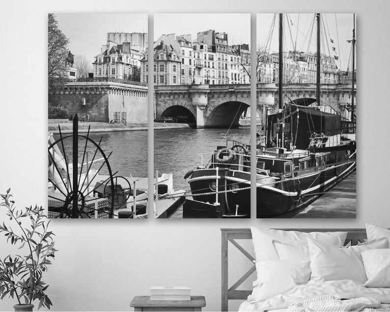 Paris Canvas Art Paris Wall Art Vintage Paris Wall D\u00e9cor Paris Black and White Print Paris Print
