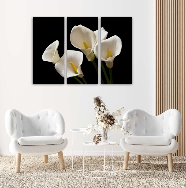 Calla Lily Wall Art Floral Lily Wall Decor White Flower Canvas Etsy
