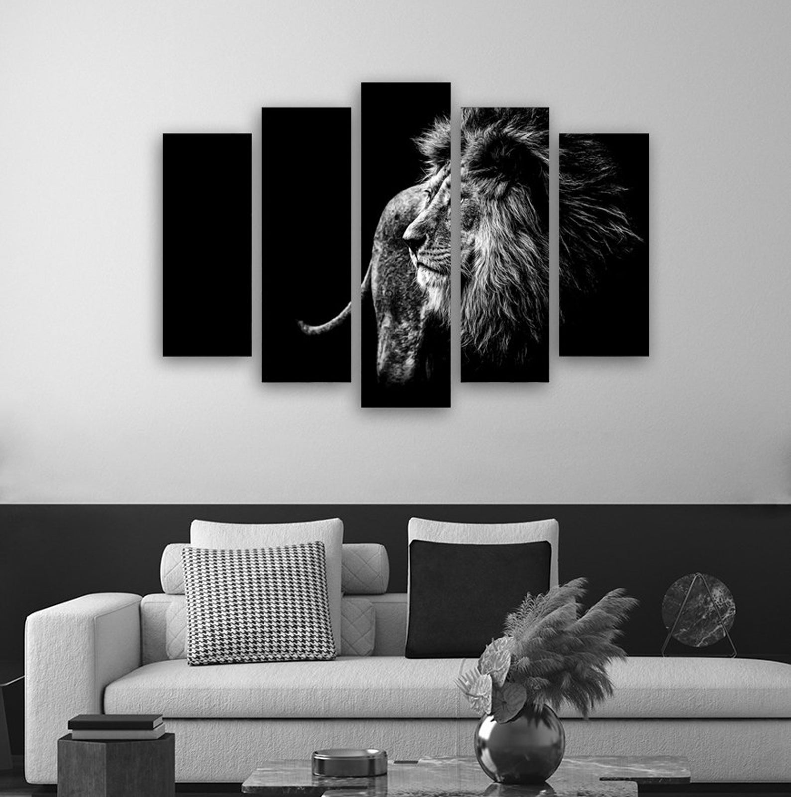 Black and White Lion Canvas Prints Lion Canvas Art Animal Etsy