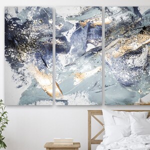 Glitter Marble Wall Decor, Abstract Canvas Print, Luxury Grey Marble Large Wall Art, 3 and 5 Panels Art Ready to Hang