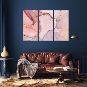 Marble Wall Art Pink and Gold Glitter Marble Wall Art Large Canvas ...