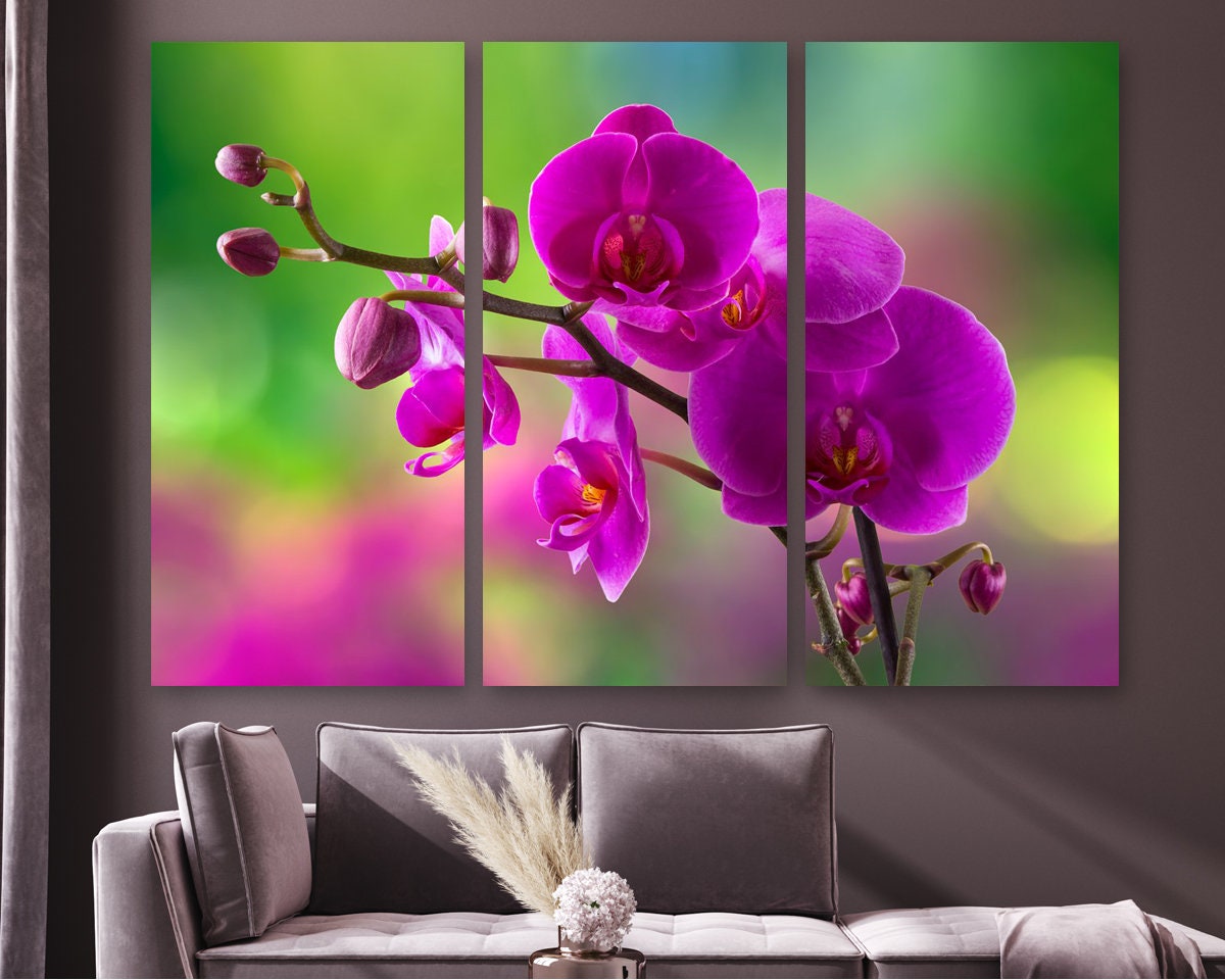Purple Orchid Canvas Art Flowers Wall Décor Orchid Canvas Wall Etsy