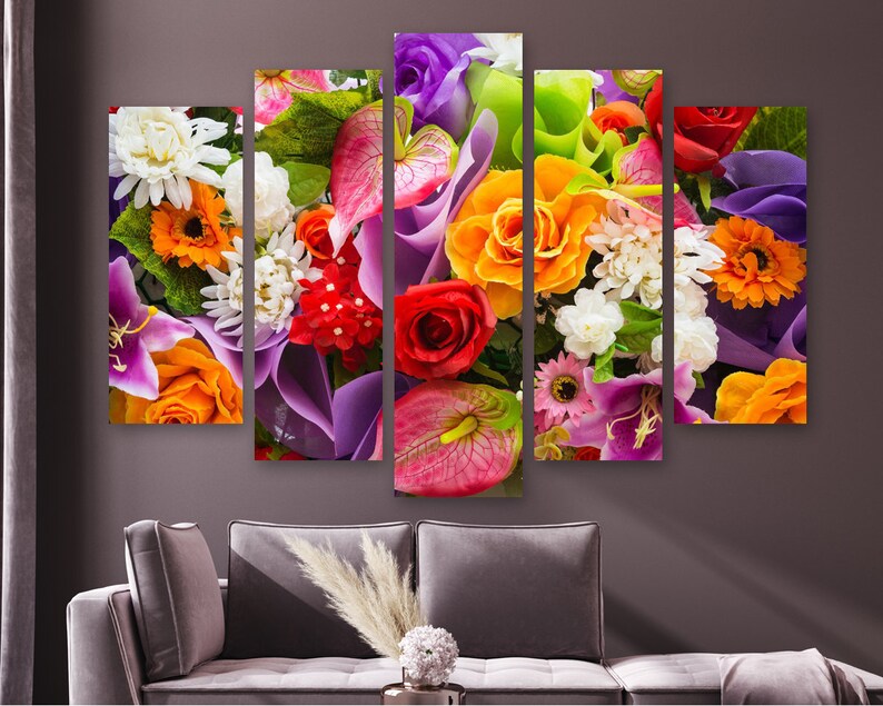 Floral Wall Art Flowers Canvas Art Colorful Wall Decor Framed Etsy UK
