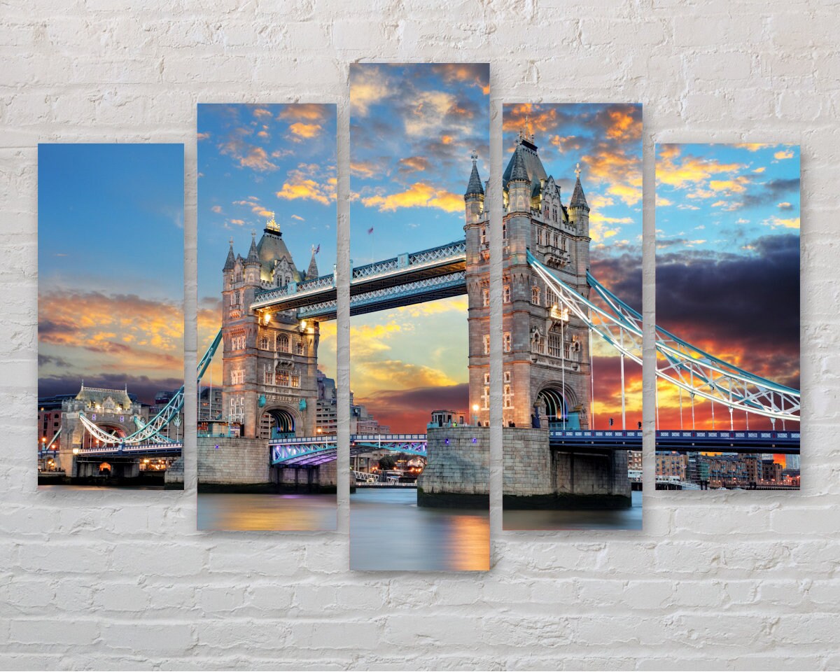 London Wall Art Tower Bridge Print in London at Sunset Canvas Etsy