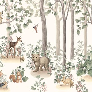 Safari Animal Wallpaper Mural: Neutral Jungle Wall Art