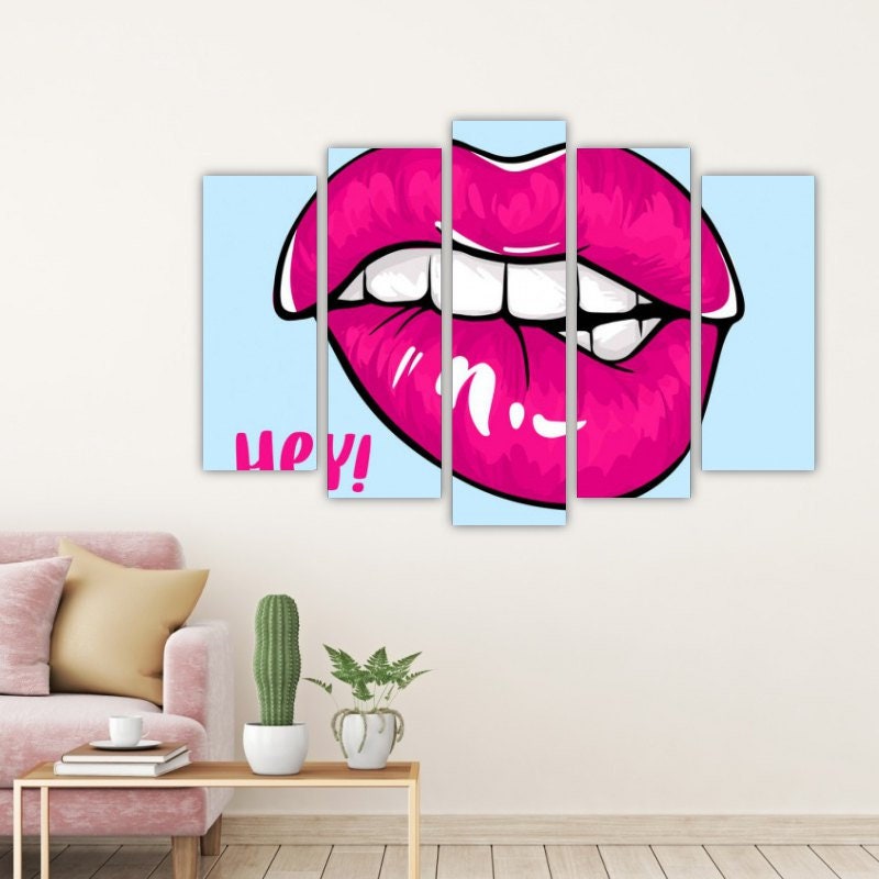 Love Girls Art Lips Pink Sexy Art Printable Wall Decoration Wallpaper High  Definition Modern Art Stock Illustration