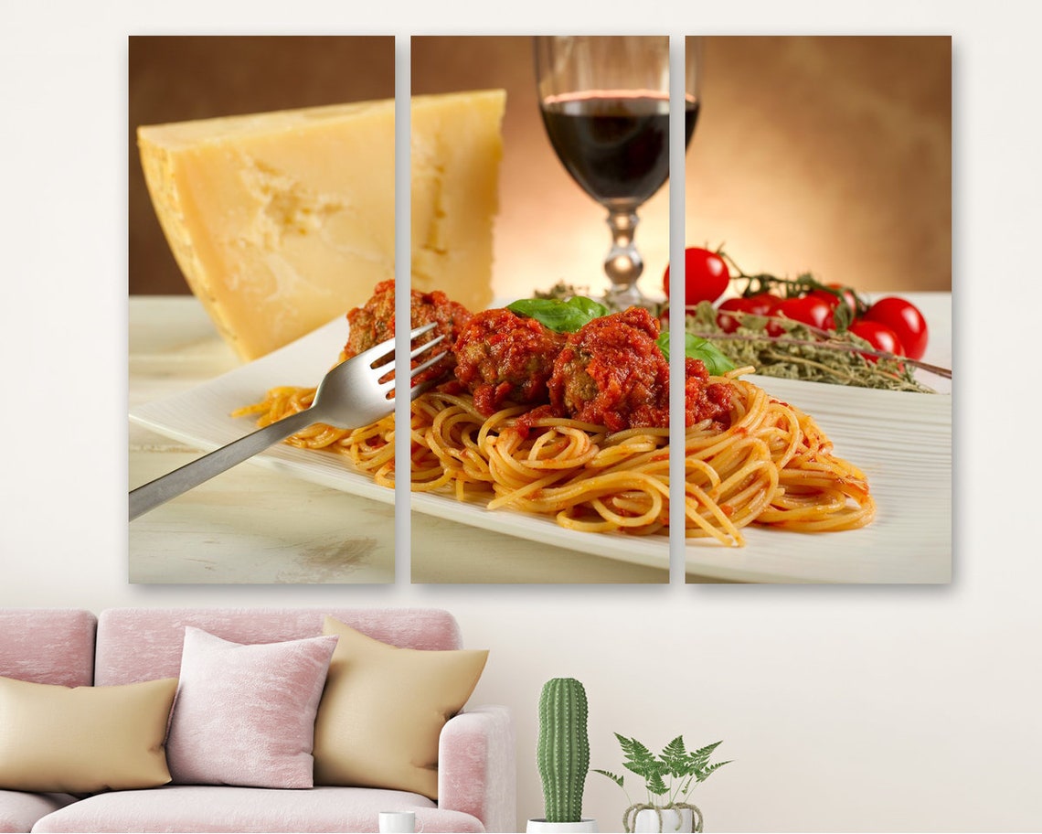 Italian Cuisine Canvas Prints Food Canvas Art Pasta and Wine Etsy