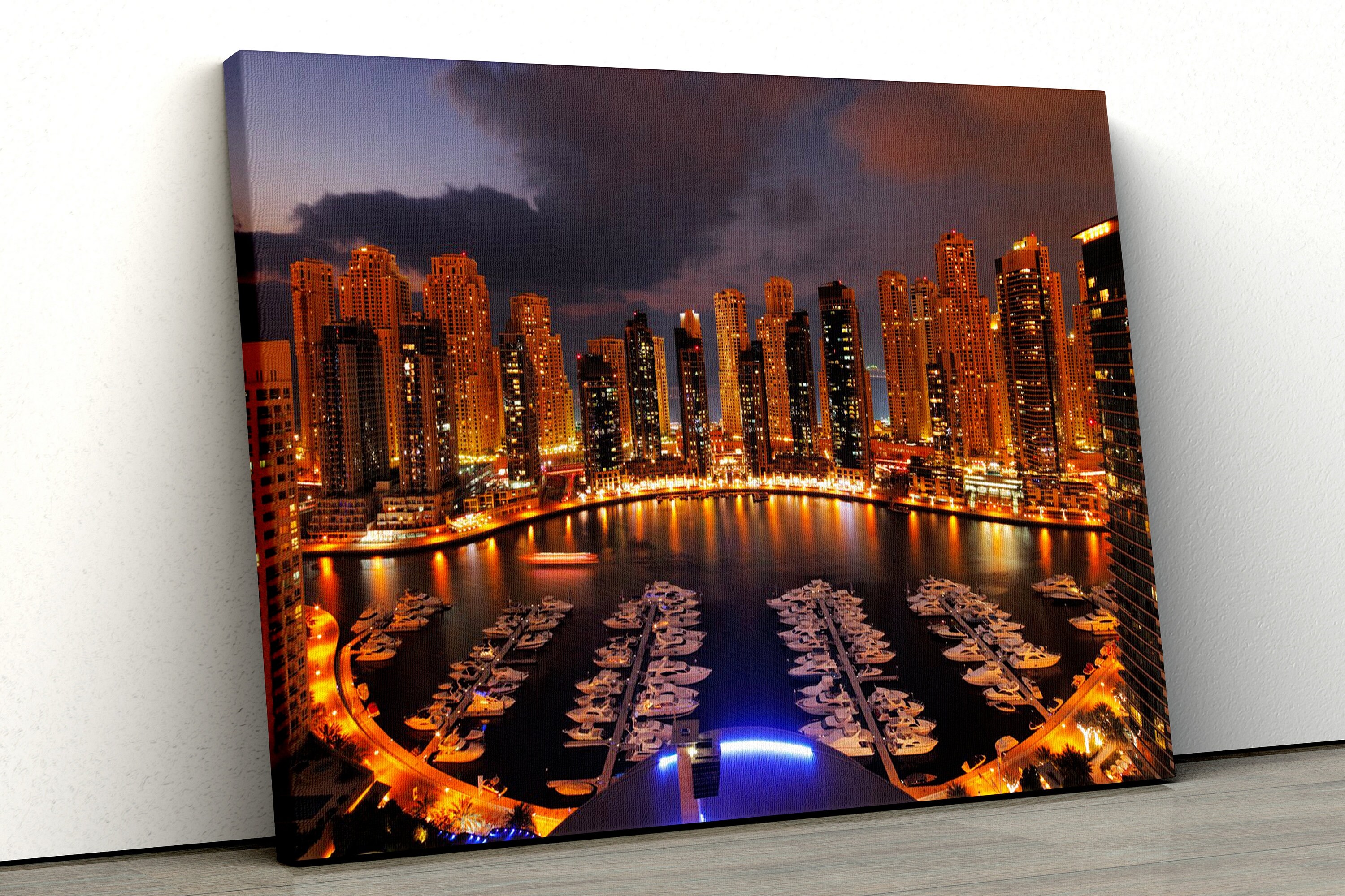Dubai Canvas Art Dubai At Night Wall Décor Panoramic View Etsy