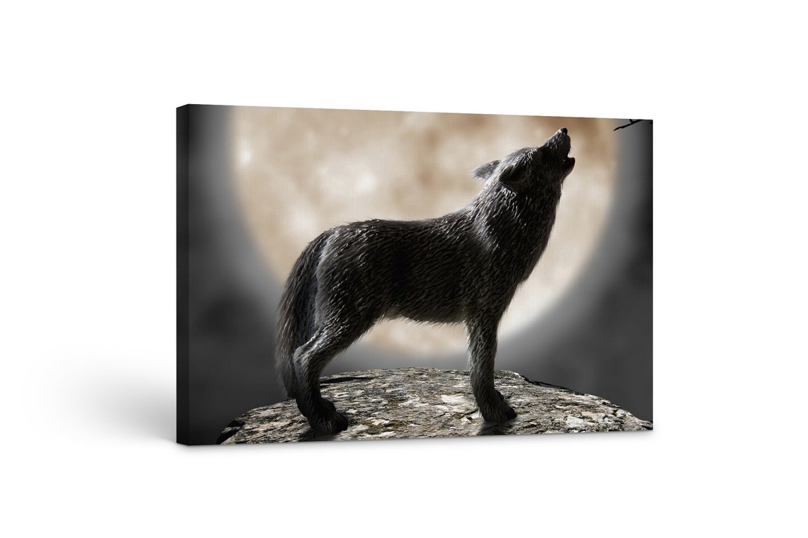Wolf Wall Art Black Wolf Canvas Art Print Wolf Wall Decor Wolf Etsy