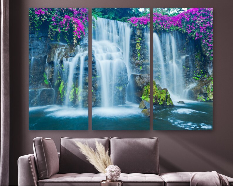 Waterfall Canvas Art Waterfall Canvas Prints Waterfall Wall Etsy