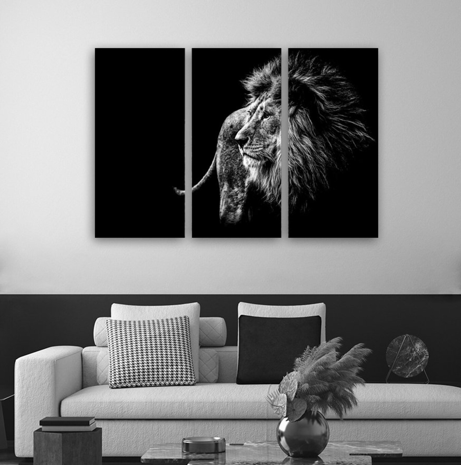 Black and White Lion Canvas Prints Lion Canvas Art Animal Etsy