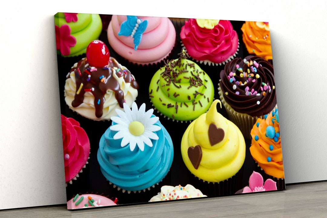 Canvas Print Cupcakes Dessert Wall Art for Kitchen Food Wall Etsy
