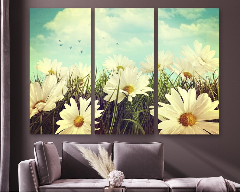 White Daisy Wall Art Flowers Canvas Print Floral Wall Decor Etsy UK