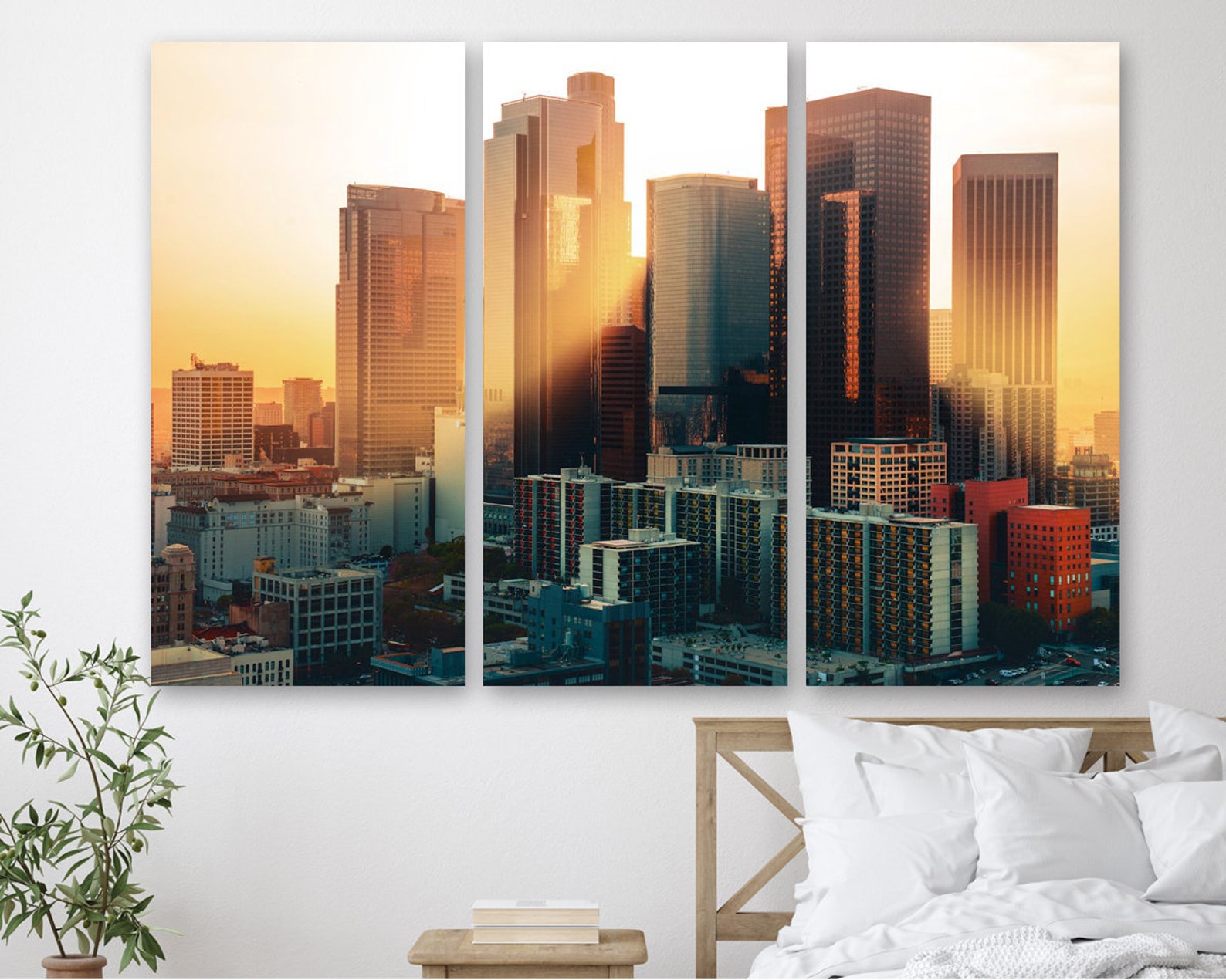 Los Angeles Wall Art Skyline Canvas Prints California Wall Etsy