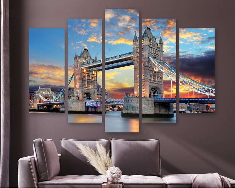 London Wall Art Tower Bridge Print in London at Sunset Canvas Etsy