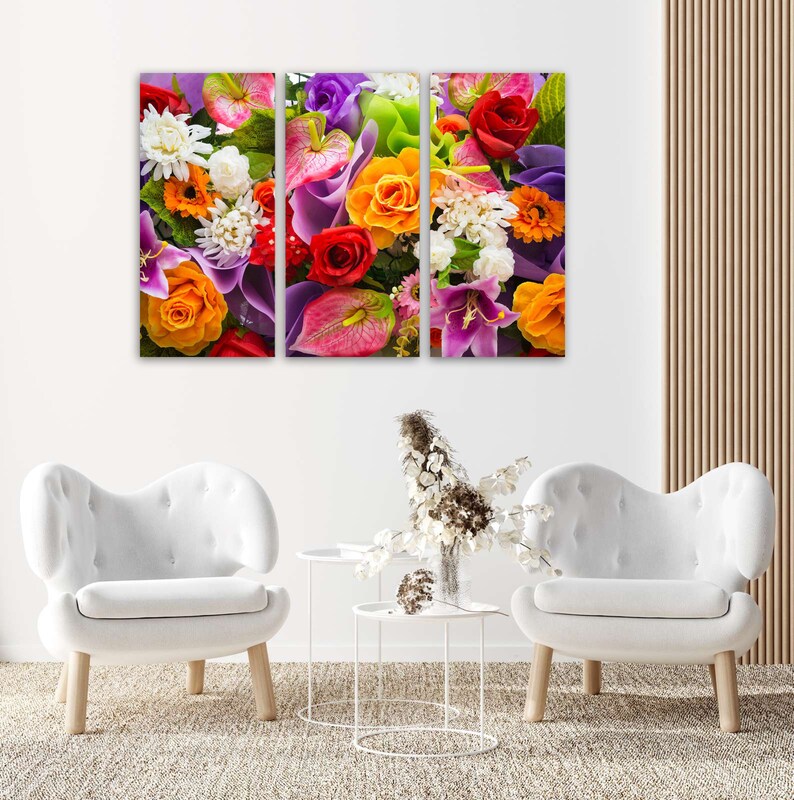 Floral Wall Art Flowers Canvas Art Colorful Wall Decor Framed Etsy UK