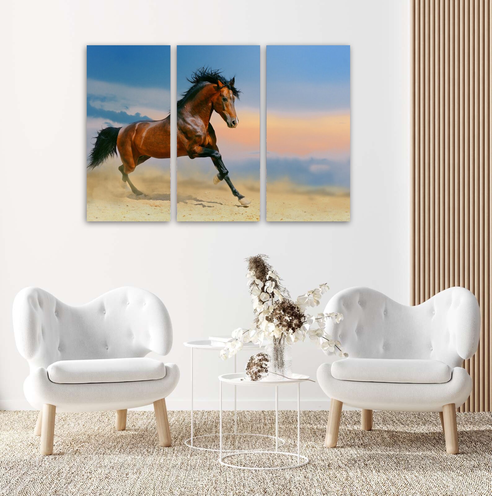 Galloping Horse Canvas Print, Running Brown Horse Wall Art, One Horse Split  Canvas 3 Pieces Wall Art, 5 Pieces Wall Art 