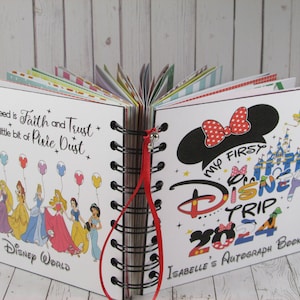 Disney Autograph Book ~ GIRLS~ My First Disney Trip & Princesses ~40 Photos and 40 Autographs~ Personalized ~ Trip Reveal Gift