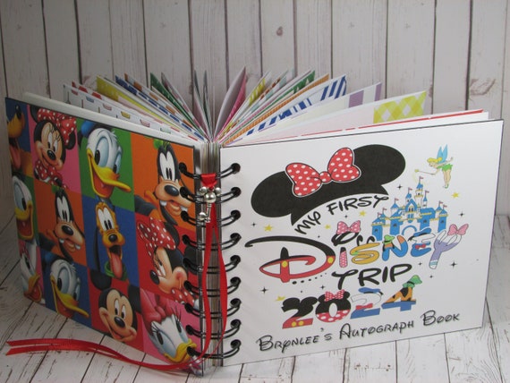 Disney Autograph Book 2024 my First Trip Disney Trip Reveal Gift Graphics  on Front and Back Covers 