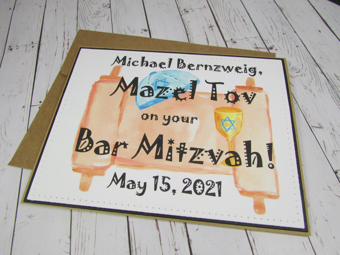 Handmade Personalized Bat Mitzvah Card Personalized Bar | Etsy