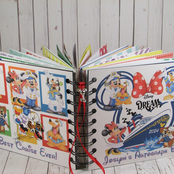 Disney Cruise Autograph Book ~ Any Year -GIRLS~ 40 Photos & 40 Autograph-Trip Reveal Gift-Journal Add-On Option