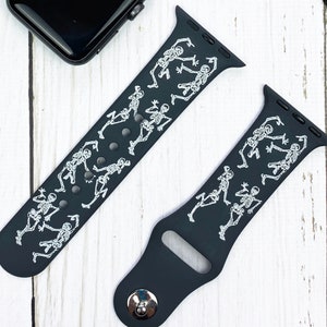 Dancing skeletons Apple Watch band for 38 40 41 42 44 45mm Skull Watch band Engraved Apple Watch 1 2 3 4 5 6 7 series skeleton iWatch strap