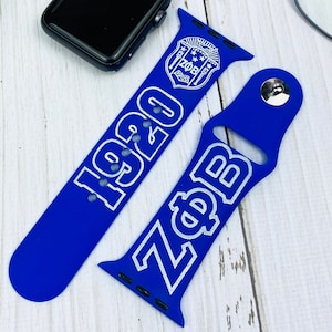 Zeta Phi Beta band for Apple Watch and Samsung Galaxy all series / ZPB Zeta Sorority Silicone Engraved strap