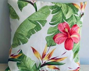 HOSNYE Hibiscus Flowers Throw Pillow Case Cushion Covers Summer Colorful Hawaiian Tropical Plants Palm Leaf Cotton Linen for Couch Bed Sofa Car Waist 18 x 18 inch HOSNYE Hibiscus Flowers Throw Pillow Case Cushion Covers Summer Colorful Hawaiian Tropical Plants Palm Leaf Cotton Linen for Couch Bed Sofa Car Waist 18 x 18 inch
