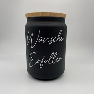 Wünsche Erfüller Wünsche Glas mit Bambusdeckel Geschenk Erinnerungen Geldgeschenk Spardose Aufbewahrung Erinnerungsglas Bild 1